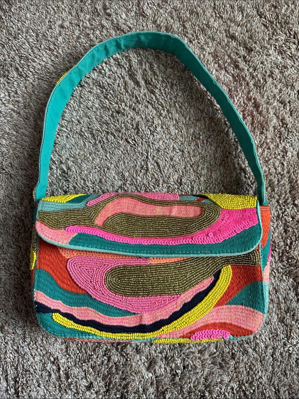 Vibrant Multicolor Beaded Daphne shoulder bag by America & Beyond!